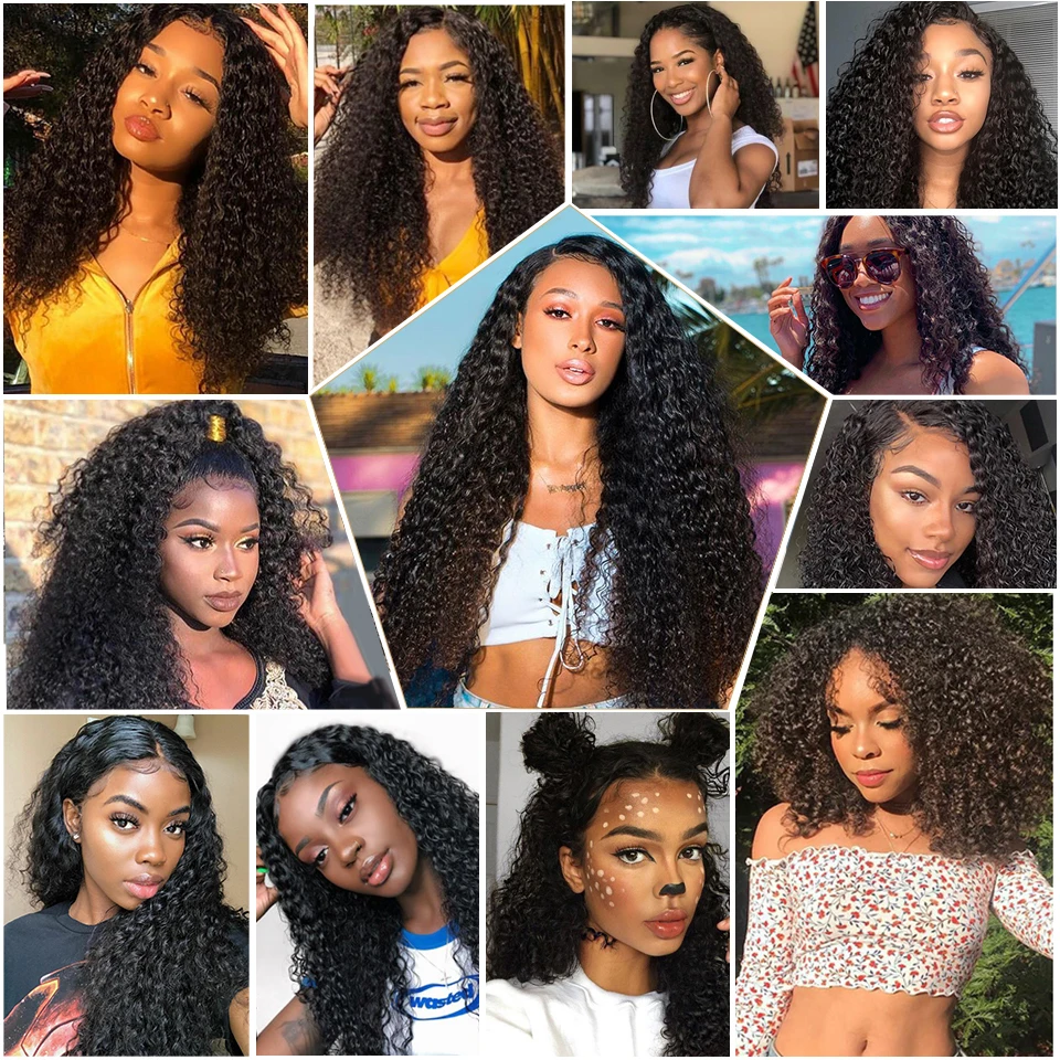 Glueless Kinky Curly 13x4 Lace Front Human Hair Wigs For Women Brazilian Deep Curly Lace Frontal Wig Wet And Wavy Frontal Wigs