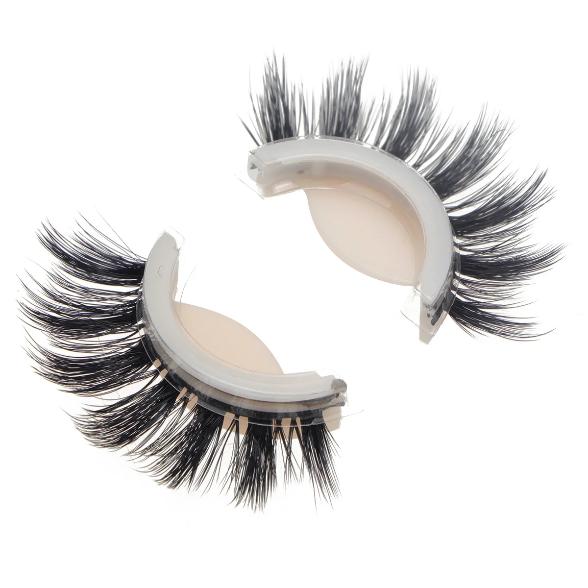 Faux-cils auto-adhésifs épais en Fiber 3D naturelle, longs et portables, pour fête, mariage, maquillage quotidien, 1 pièce