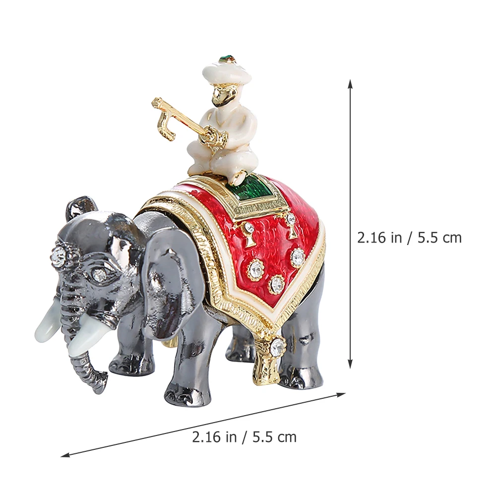 

Sturdy Metal Elephant Jewelry Box Storage Organizer Container Unique Figurine Decoration Ornament Home Gift Rhinestones Necklace