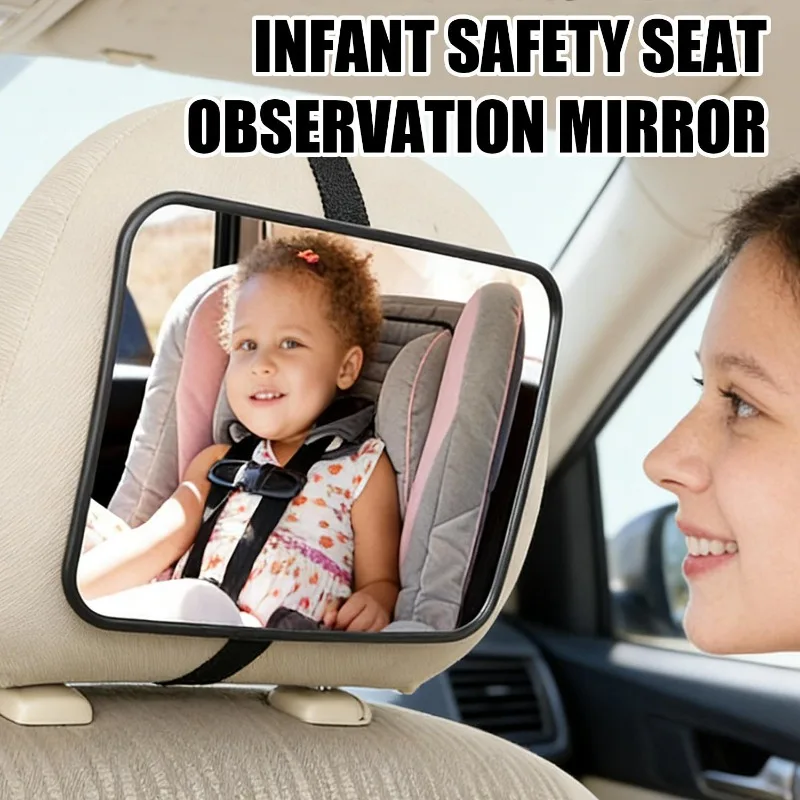 Shatterproof Baby Car Interior Rearview Mirror Safety Seat Observation Mirror Child Cognitive Mirror Easy Install, Universal Fit