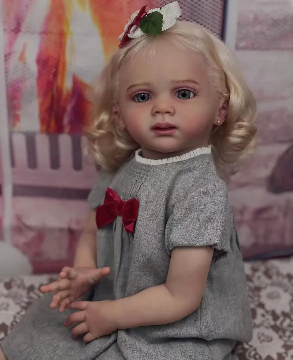 DLS مخصص محدود العرض 25 بوصة تولد من جديد الطفل الذهبي الشعر فريتزي الانتهاء بالفعل مع فستان مختلف