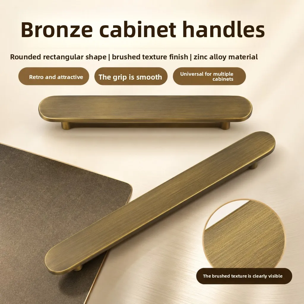 Retro Brushed Zinc Alloy Cabinet Handles Antique Bronze Long Drawer Pulls Matching Hardware for Kitchen Cupboard Wardrobe