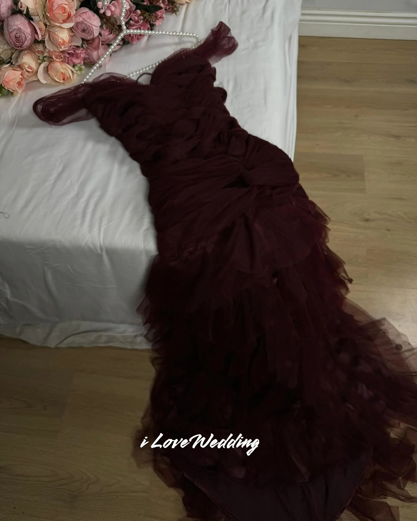 

Purple Off Shoulder Evening Dresses 2025 Tulle Crystal Tiered Mermaid Elegant Floor-Length Pleat Wedding Party Dress Customized