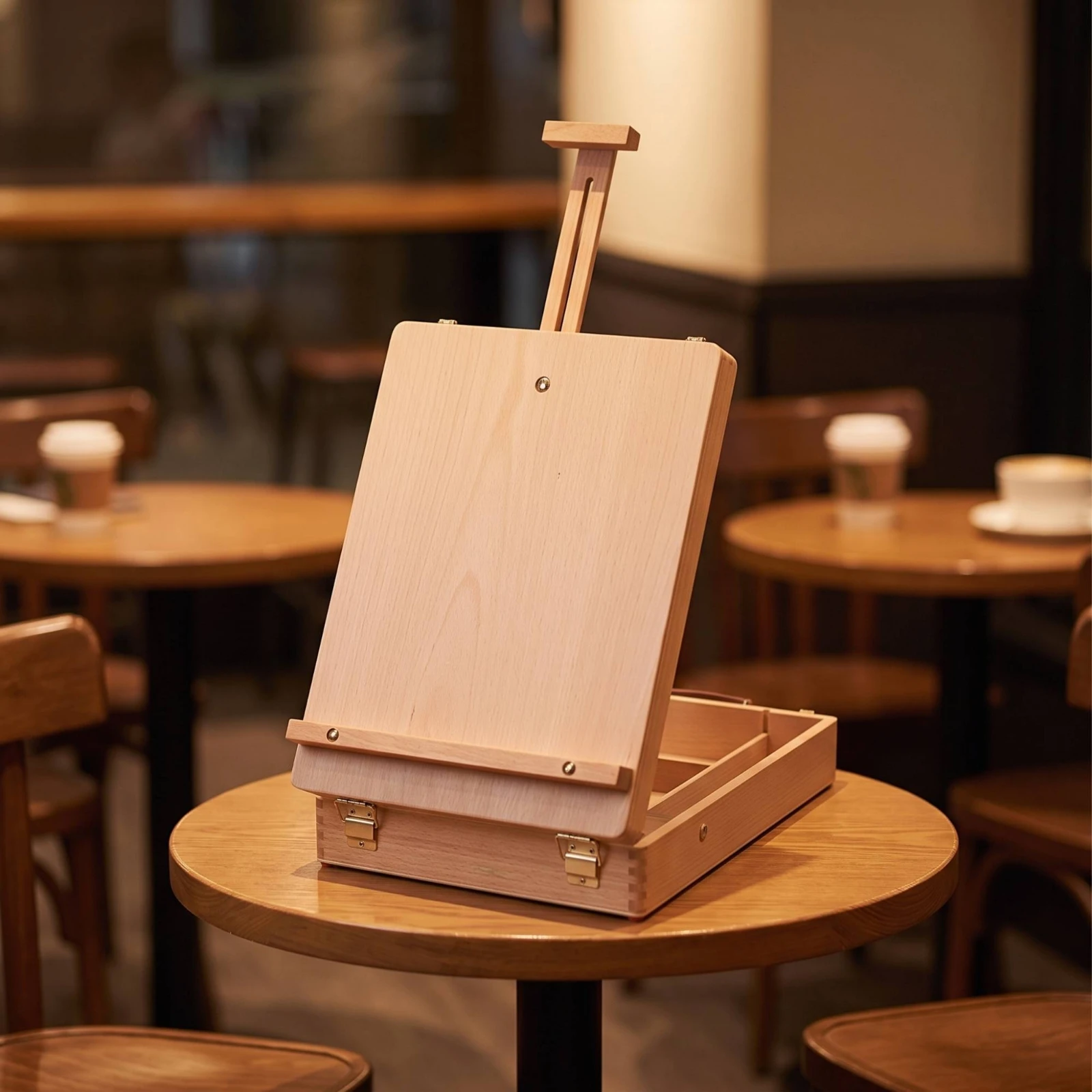Tabletop Easel with Art Box Compact Sketchbox Easel Storage Sketchbox Wooden Space-Saving for Beginners, Desk, Classroom