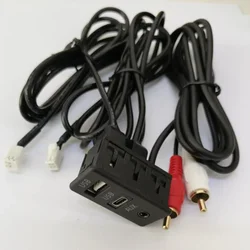 Car AN Navigation Machine 4 Pin 6 Pin Change USB+TYPE-C+RCA Audio Input AUX Port Panel Interface Extension Cable Adapter Panel