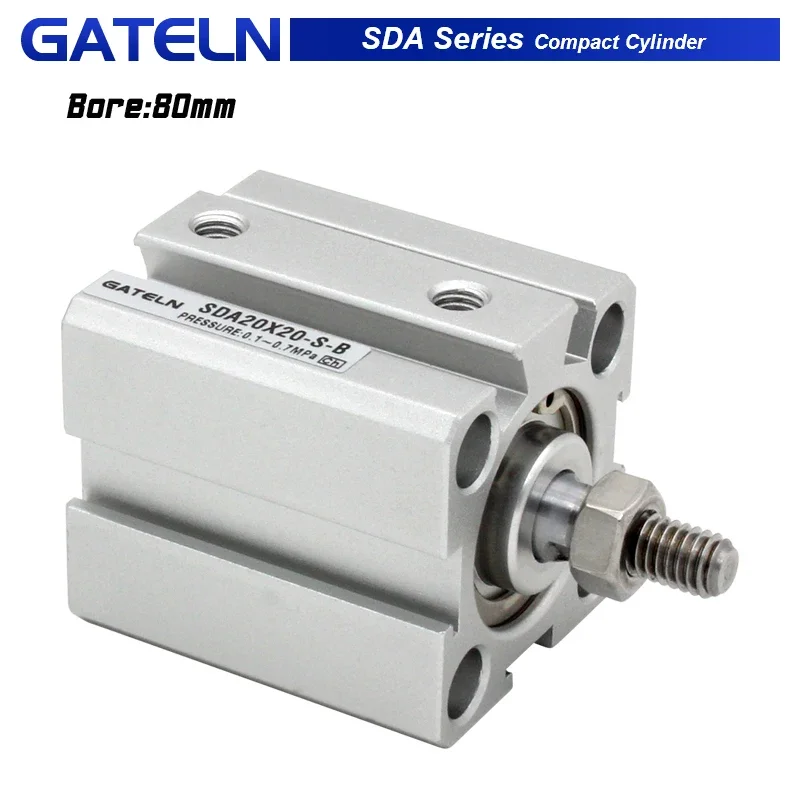 air pneumatic cylinder SDA80-B double acting compact cylinder Bore 80mm stroke 5-100mm male thread