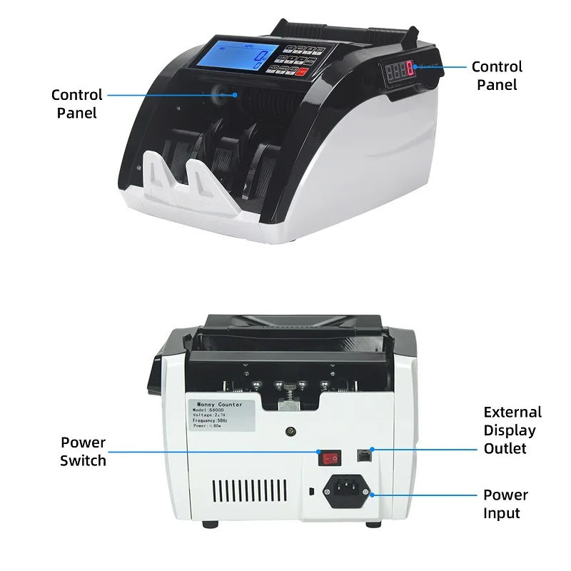 XD-6800 Money Counter Machine USD/EUR/TZS/KES/PKR Counterfeit Bill Cash Currency Detection