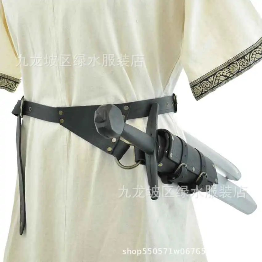 New Adjustable Men's and Women's Fashion Medieval Vintage Sword Set Outdoor Fencing Dual Protective Sleeve Belt Party Props