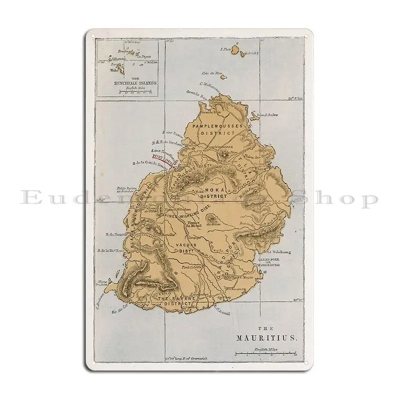 Vintage Mauritius Map 1862 Metal Sign Party Wall murale Iron Wall Decor Club Tin Sign Poster