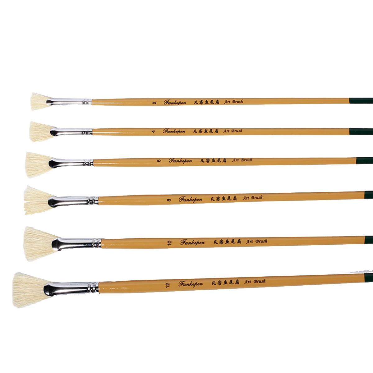 

6 pcs Fan Shaped Paint Brushes 2 4 6 8 10 12 Sizes Weasel Hair For Acrylic Oil Watercolor Painting Artists Professional Art