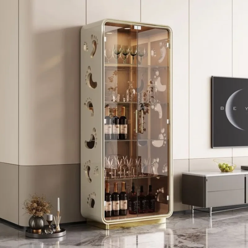 

cream color living room wine against the wall household new light luxury glass door display cabinet TV side