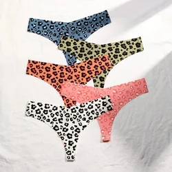 Sexy Leopard Print T-Shaped Panties Seamless Underwear Women's Ice Silk Breathable Quick-Drying Sports Pure Cotton panties women