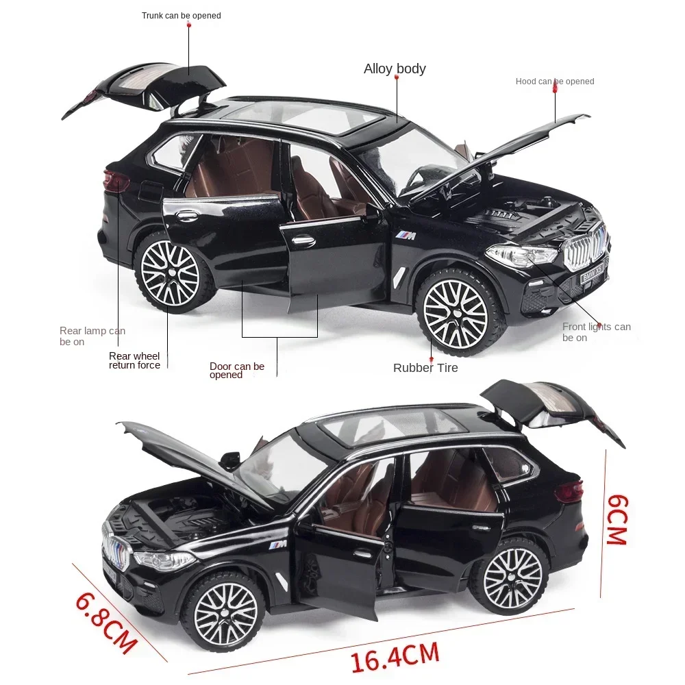 1:32 BMW X5 SUV Alloy Car Model Diecasts Metal Toy Vehicles Car Model High Simulation Collection Sound Light Childrens Toy Gift