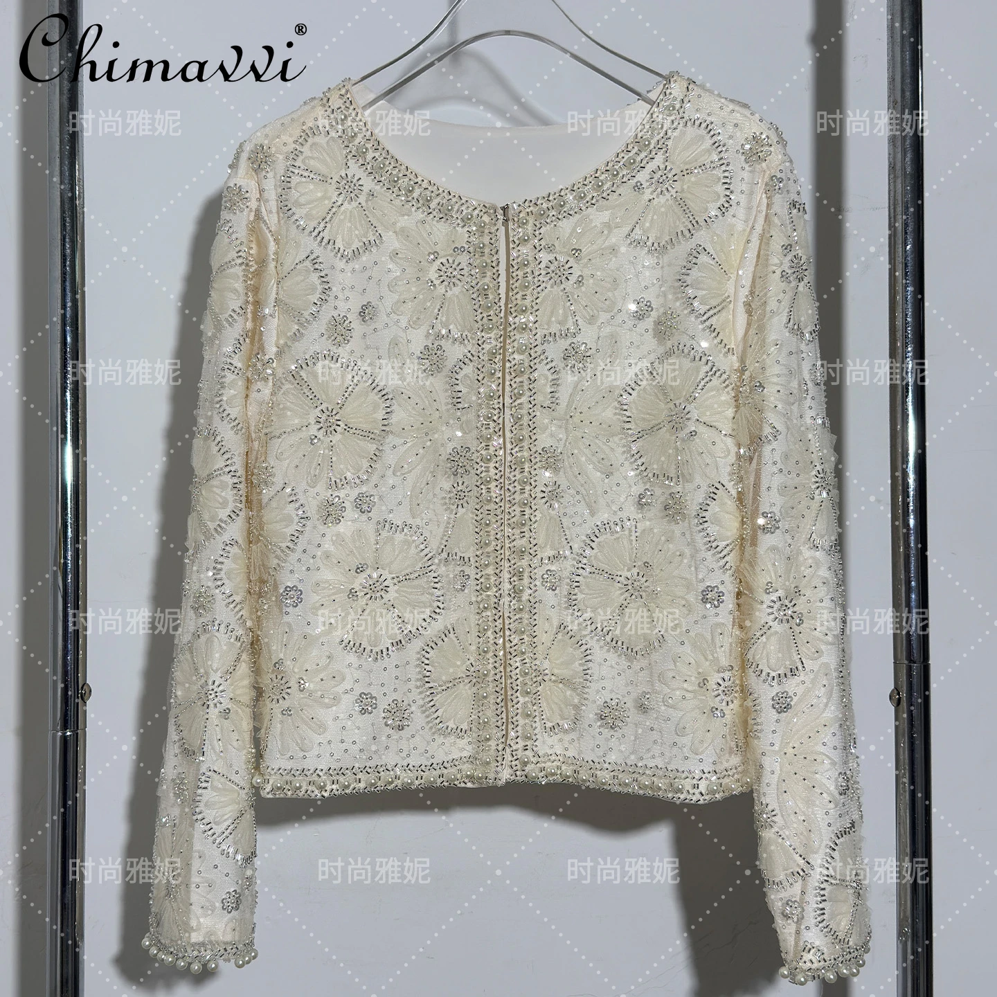 Heavy Sequin Pearl Loose Vest Top High Waist Skirt + Long Sleeve Cardigan Jacket 2025 Autumn New Women's Clothes Fashion