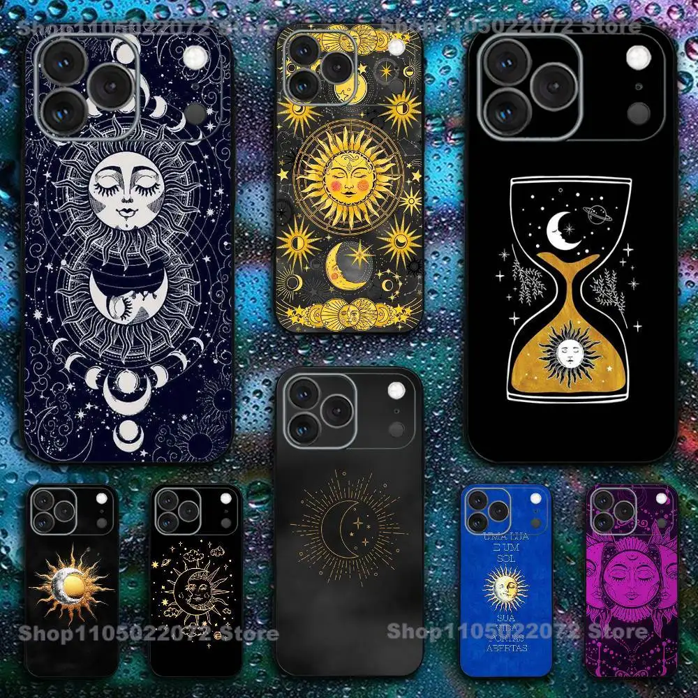 

Suns Moons Clouds Astrological For iPhone 17,16,15,14,13,12,Pro,X,XS,Max,XR,Plus,Mini Soft Silicone Phone Case Black Shockproof