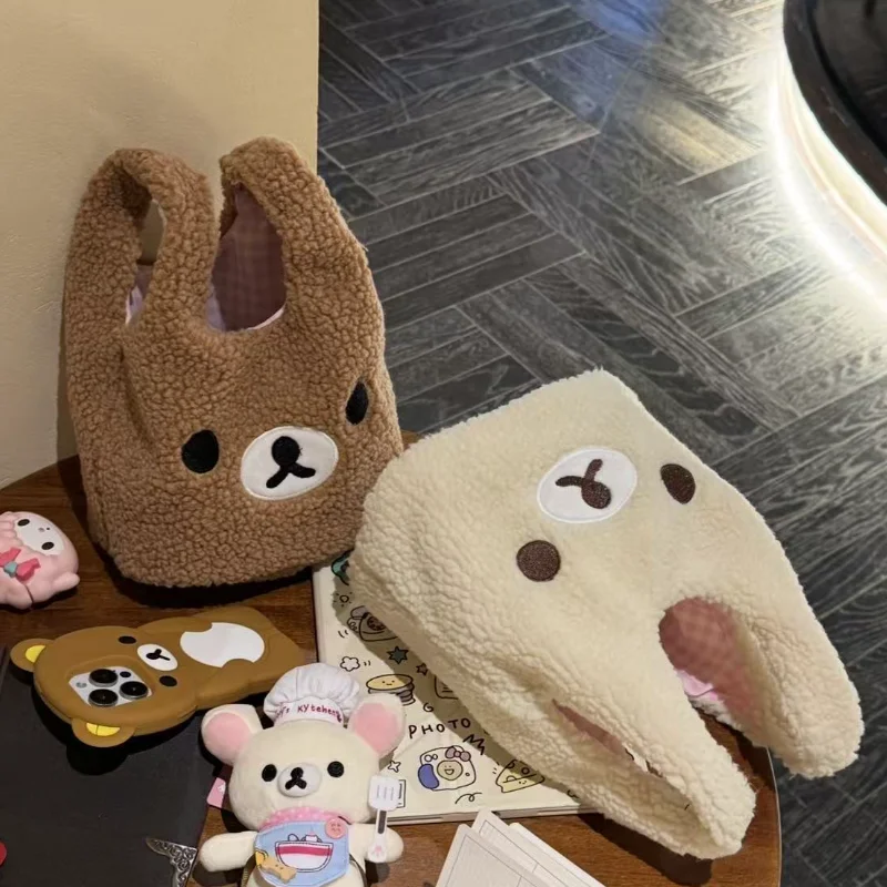 

Милая ретро сумка Rilakkuma с героями мультфильмов, портативная большая вместительная сумка для путешествий, сумка для хранения косметики, подарок на день рождения для девочек