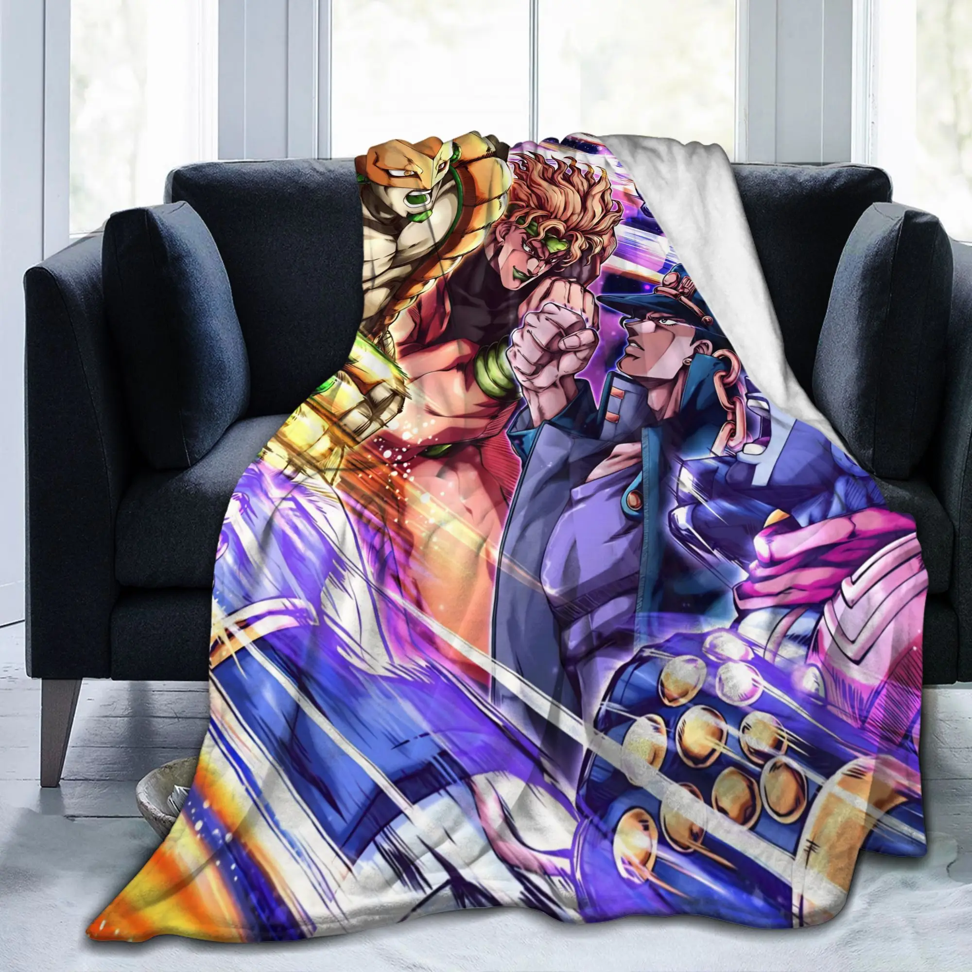 J-JoJos Bizarre Adventure Anime  Blankets Plush Vintage Warm Throw Blanket for Home  Winter