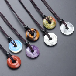 1pc Crystal Raw Stone Peace Buckle Necklace Pendant Donut Braided Pendant Suitable for Daily Wear Small Gifts for Men and Women