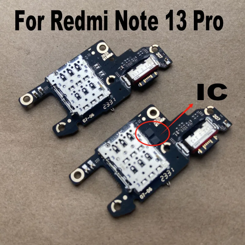 For Xiaomi Redmi Note 13 Pro 5G USB Charging Board Dock Port Connector Flex Cable Repair Parts Replacement 4G 5G