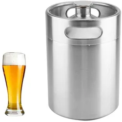 2L/3.6L/5L  Beer Barrel Mini Keg Style Growler Stainless Steel Beer Supplies Holds Beer Double Handles for Home Camping Picnic