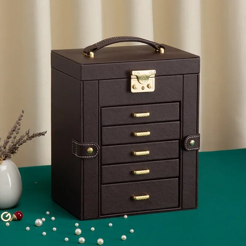 HYS multi-layer handle drawer exquisite jewelry box wedding necklace ring gift wholesale double-layer