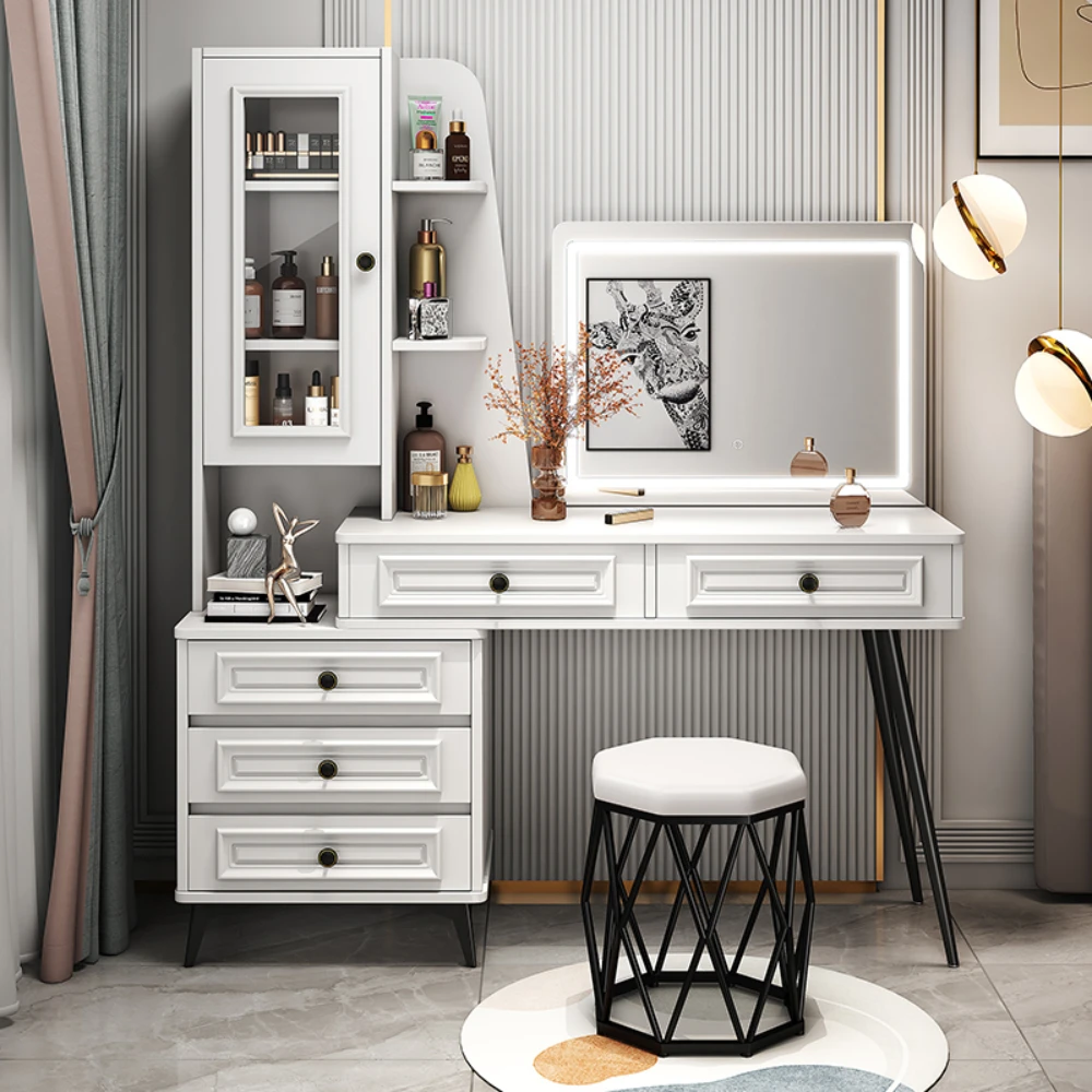 صندوق منظم طاولة مكياج بيضاء الأميرة أداة الصدر منضدة الزينة النسائية الفاخرة Coiffeuse De Chambre ديكور المنزل #3