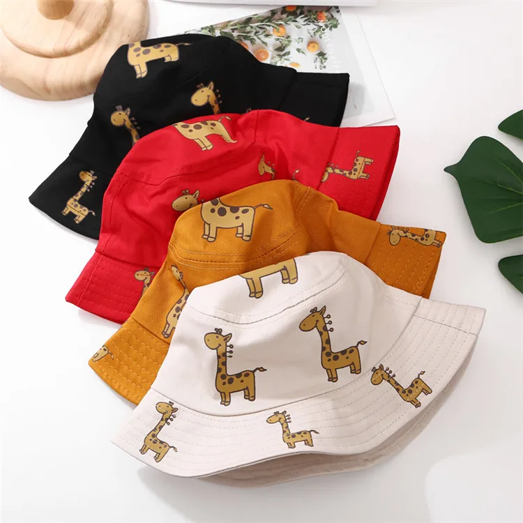 Summer Baby Bucket Hats Boys Girls UV Sunhat Kids Cotton Giraffe Beach Hat Children Outdoor Casual Panama Caps Child Accessories