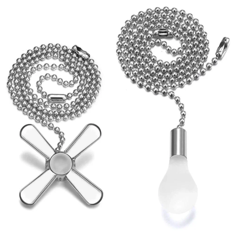 1*Ceiling Fan Pull Chain Beaded Ball Extension Chains With Light Bulb And Fan Cord Light Bulb Fan Pull Buckle Chandelier Parts