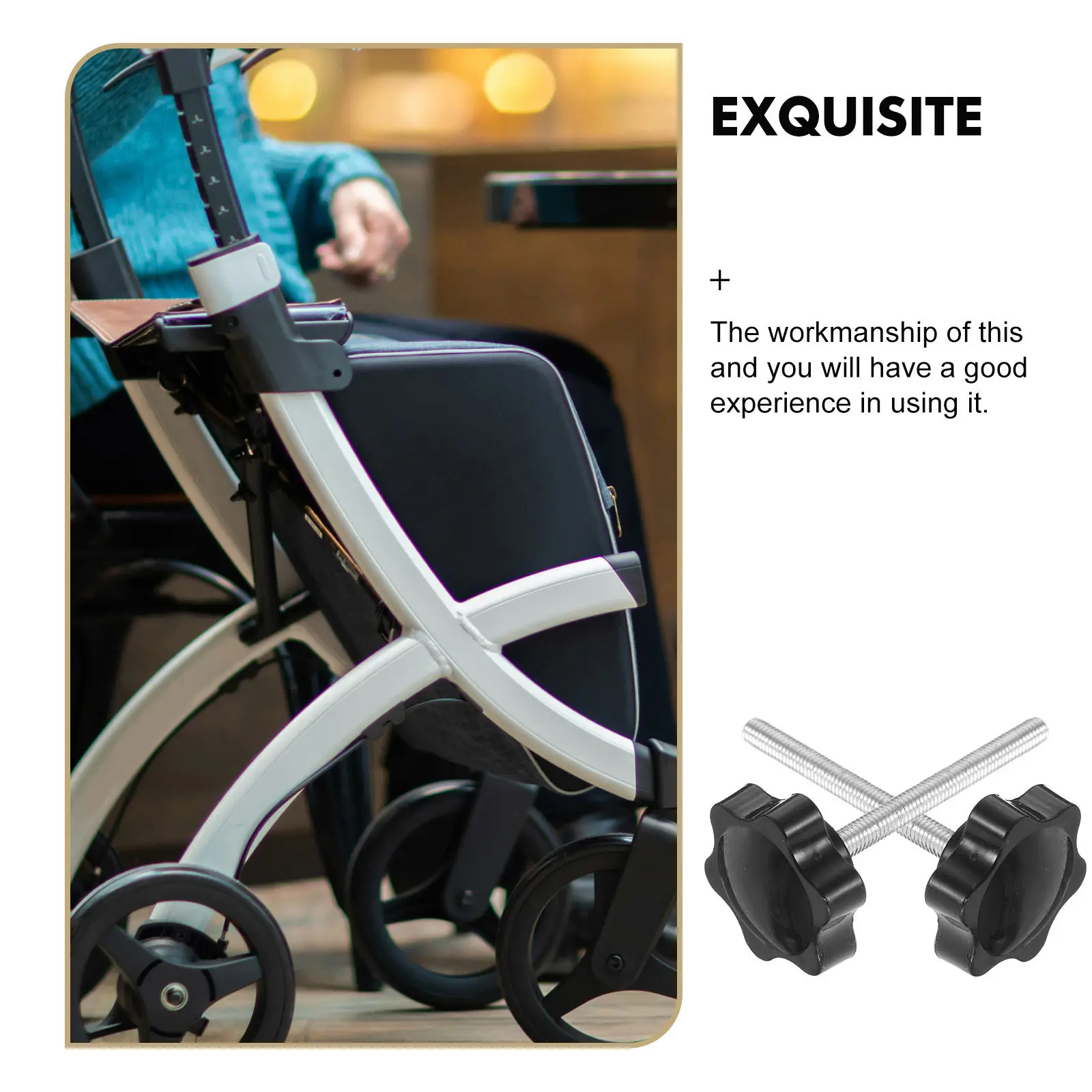 1Set Rollator Walker Replacement Knobs M6 Star Shaped Rubber Pad Adjustment Screw Walker Parts Accessories Drive Walkers Knobs - view 4
