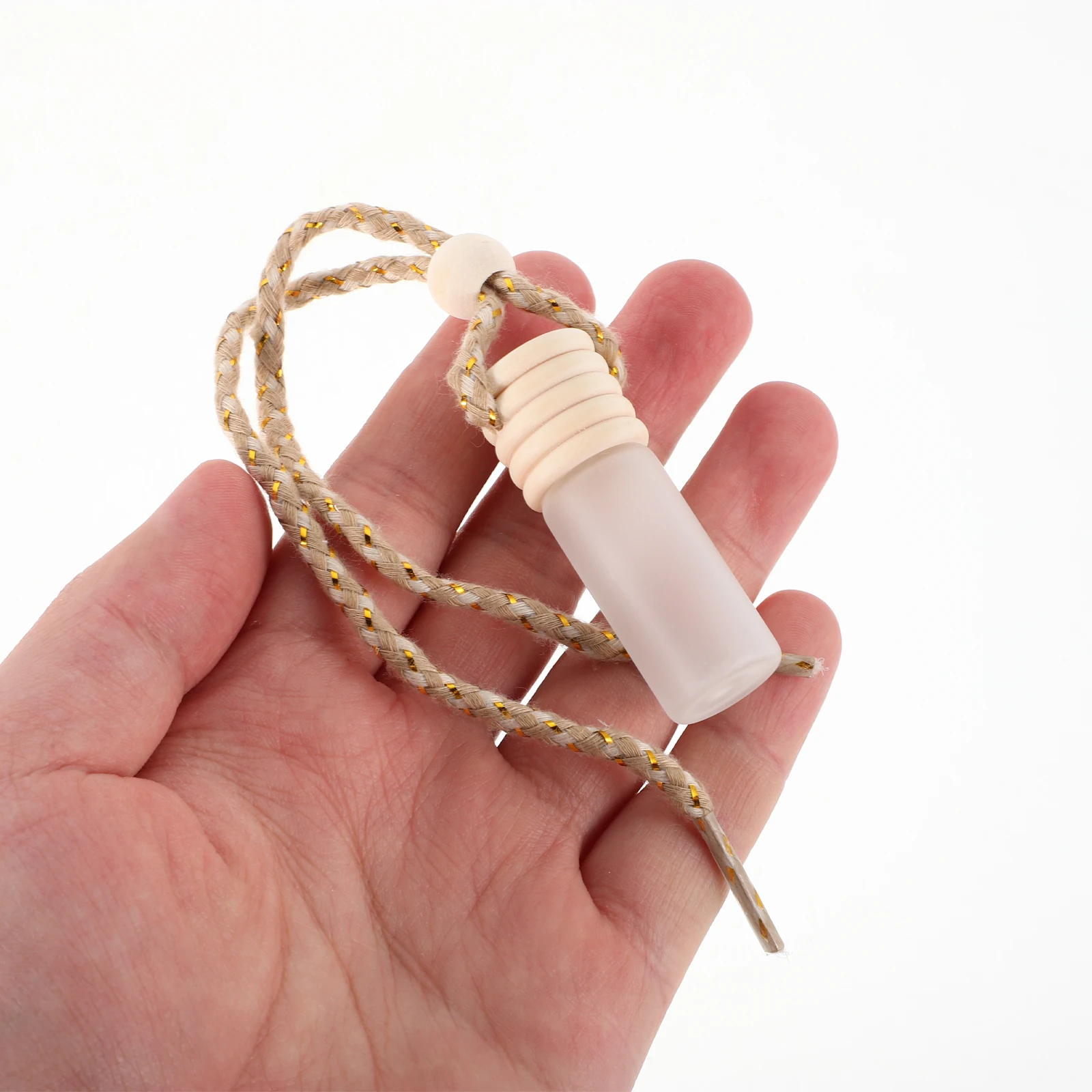 

8pcs Car Perfume Pendant Frosted Glass Bottle Empty Refillable Hanging Diffuser Aromatic Oil Decor Accessories