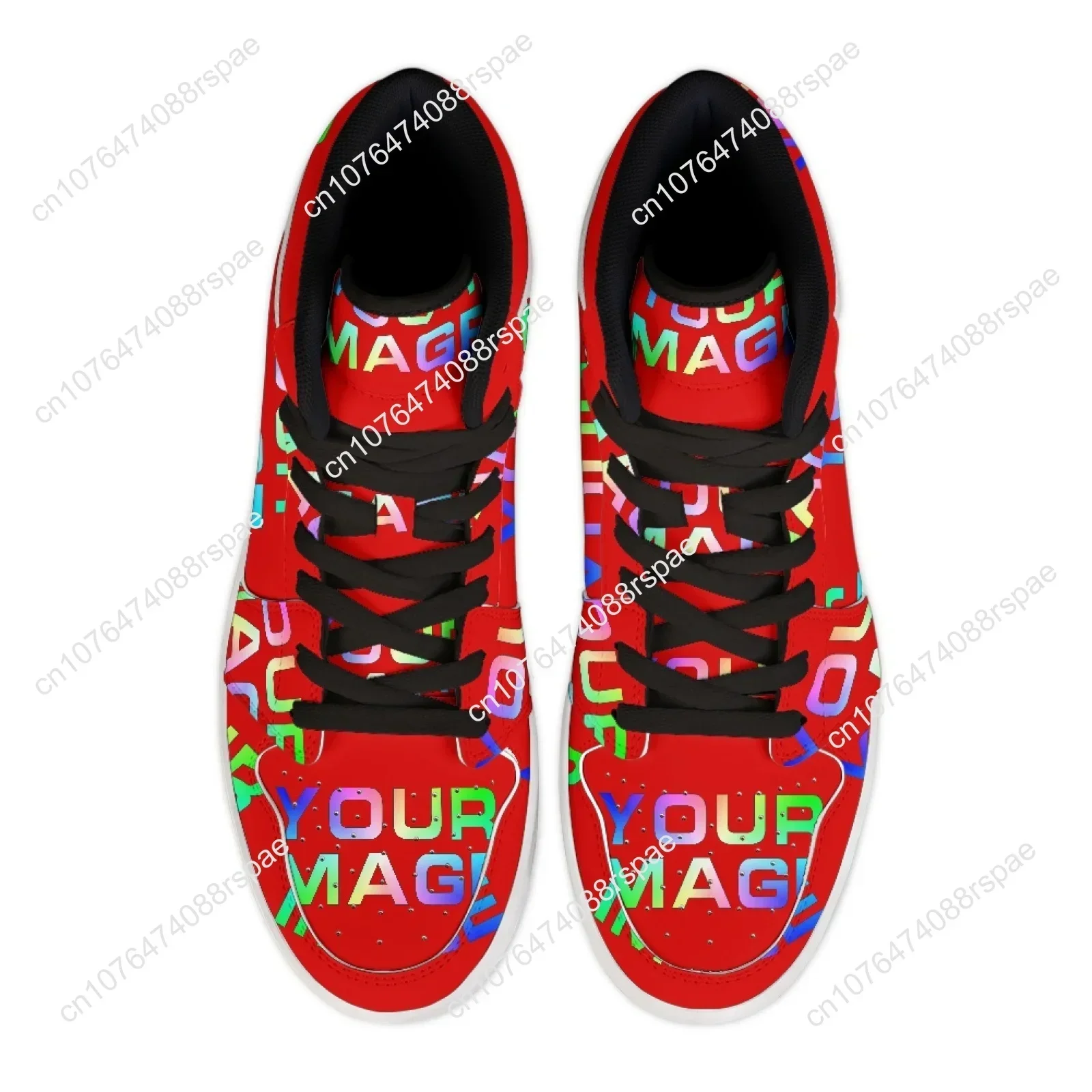 Custom High Top Leather Sneakers Shoes Print On Demand Image Design Woman Man Holiday Party Matching Customized DIY Dropshipping