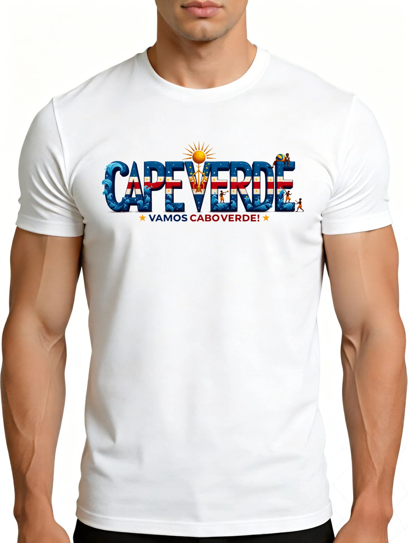 Men's Plain Graphic T-Shirt - Breathable, Soft, Lightweight - Let's Go to Cape Verde - Vintage Fun Graphic Casual Short Sleeve Summer Top, Gift for Him