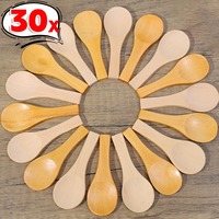 30/5PCS Mini Natural Wooden Spoons Scoop Tea Honey Coffee Condiment Salt Sugar Spoon Household Kitchen Gadgets Cooking Tools