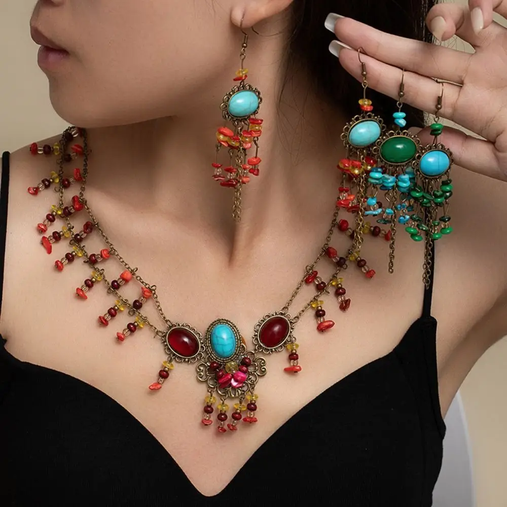 

Vintage Ethnic Style Head Chain Multicolors Beads Bohemian Styles Festival Forehead Chain Handcrafted Necklace