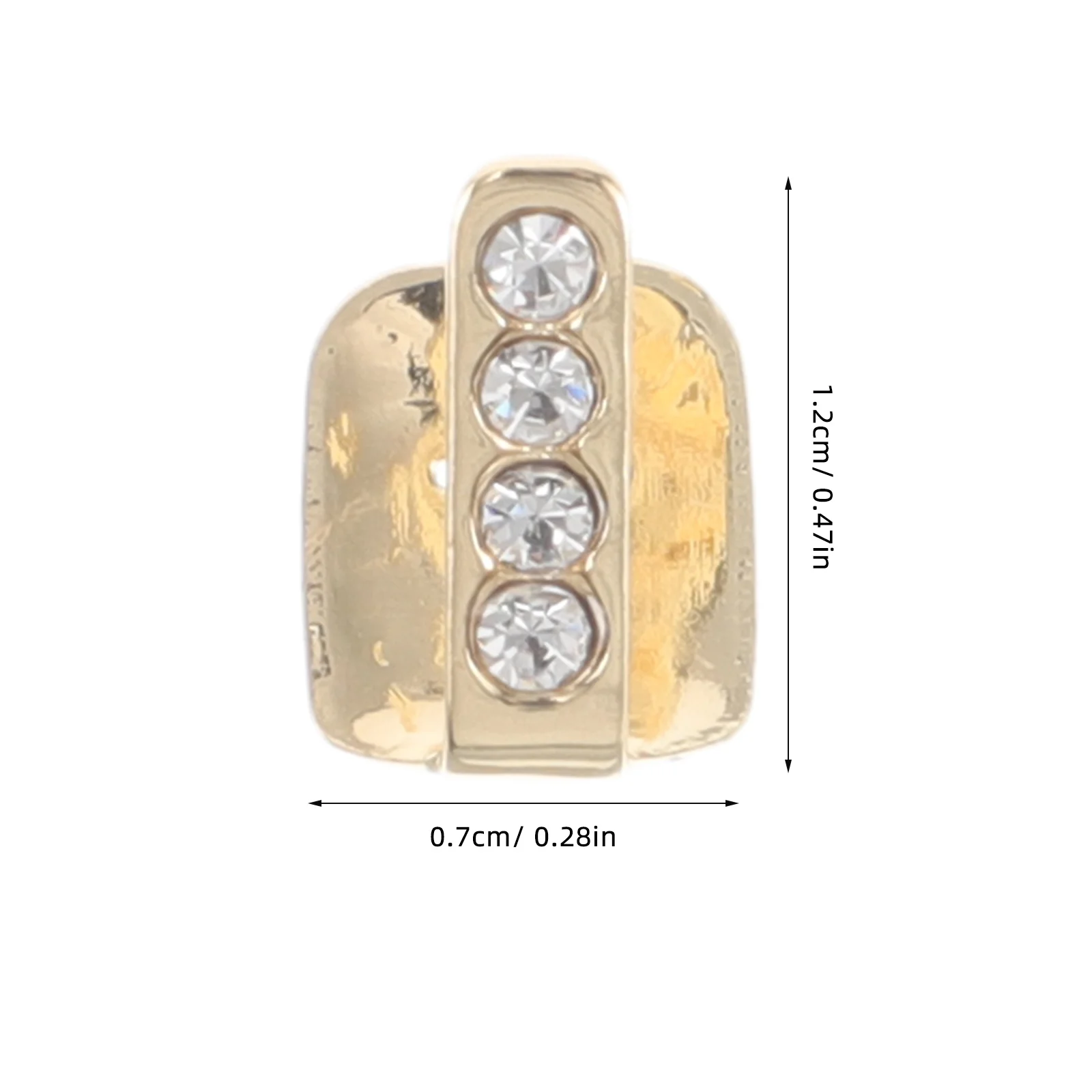 2Pcs Four Rhinestone Gold Tooth Caps Hip Hop Vertical Bar Tooth Jewelry Fake Teeth Party Costume Accessory Accessories
