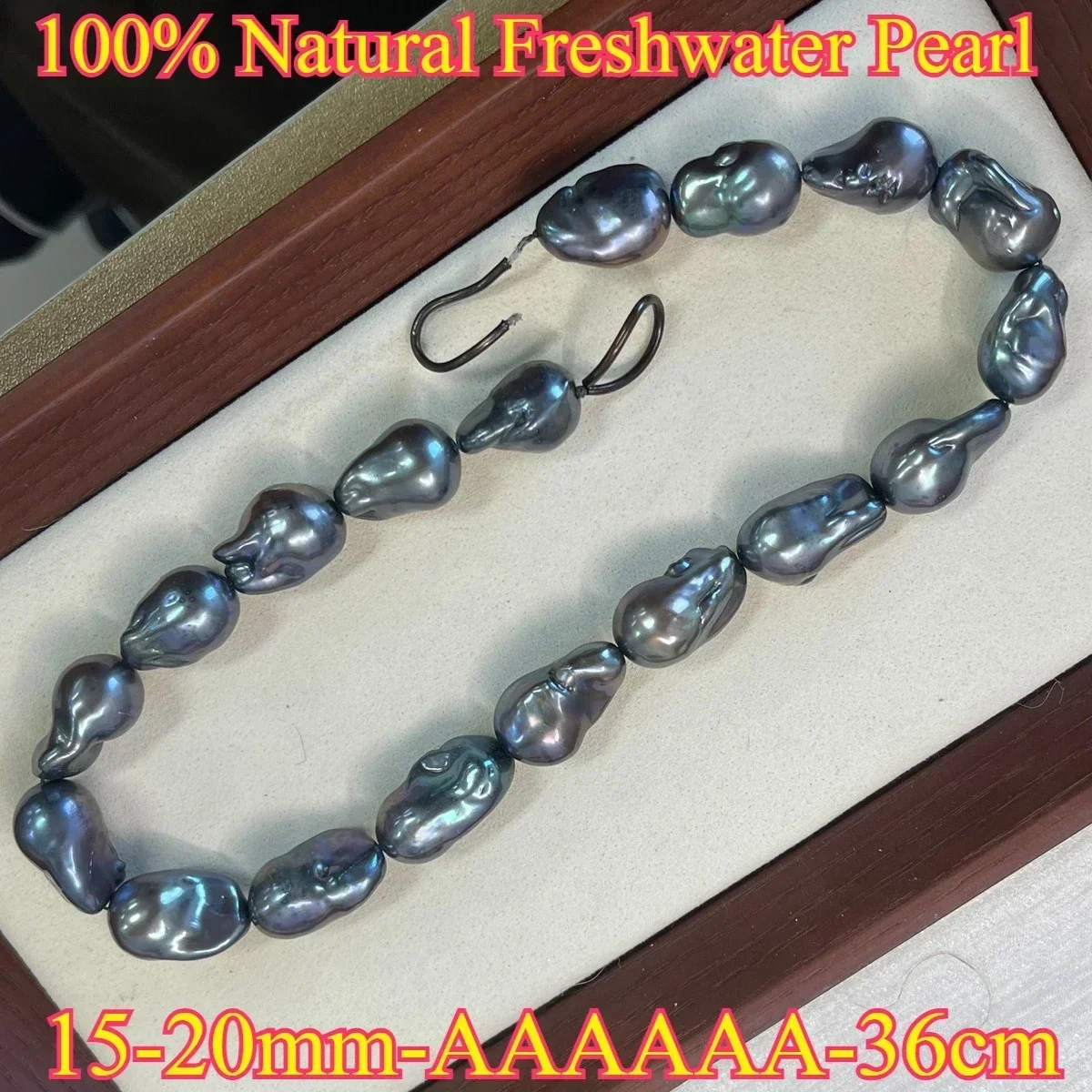 

15-20mm 6A Brilliant Natural Freshwater Pearl Black Baroque Fishtail Bead Jewelry Make Gift DIY Necklace Bracelet Women Wedding