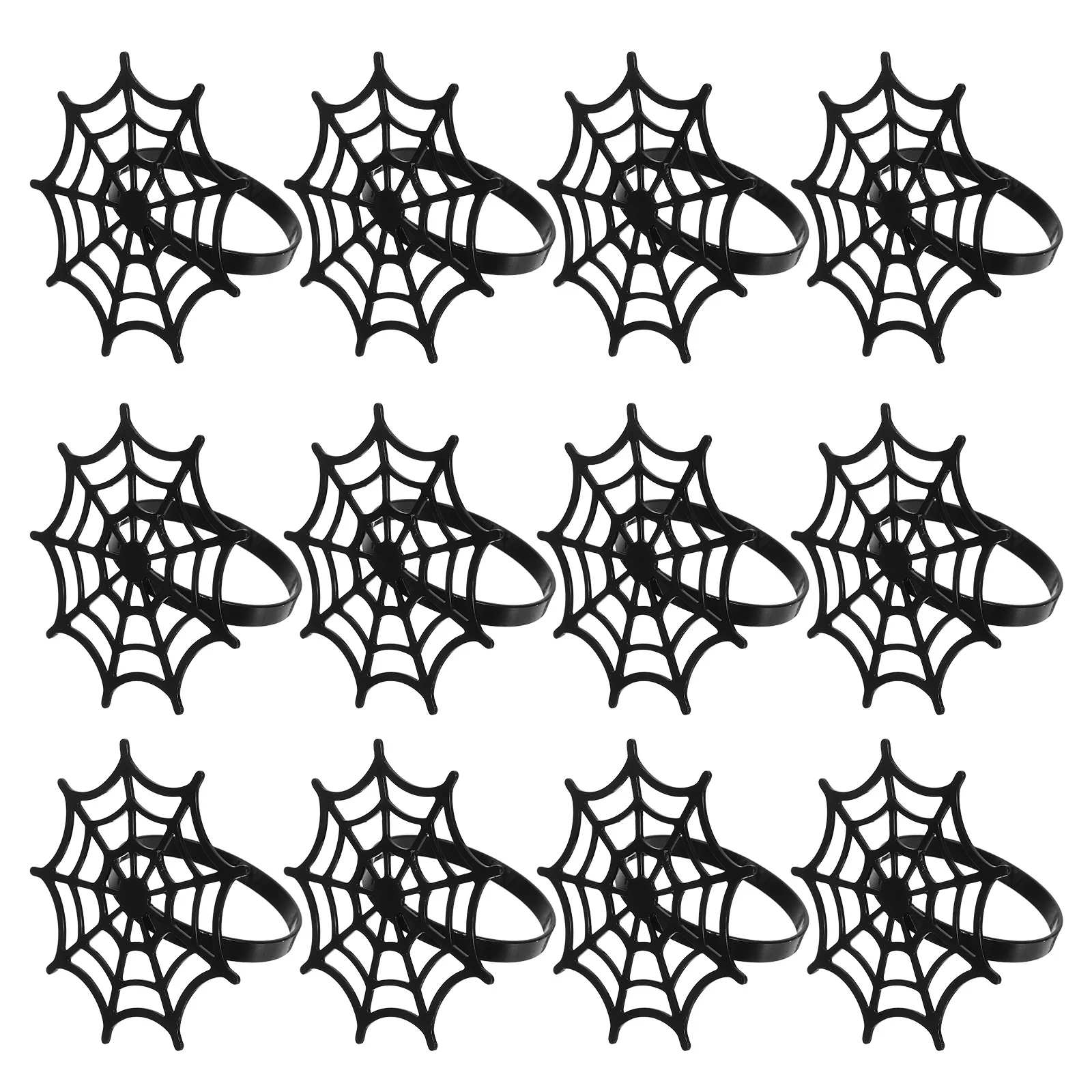 

12Pcs Halloween Spider Web Napkin Rings Black Metal Spooky Napkin Holders Serviette Buckle Party Table Decor Black Spider Web