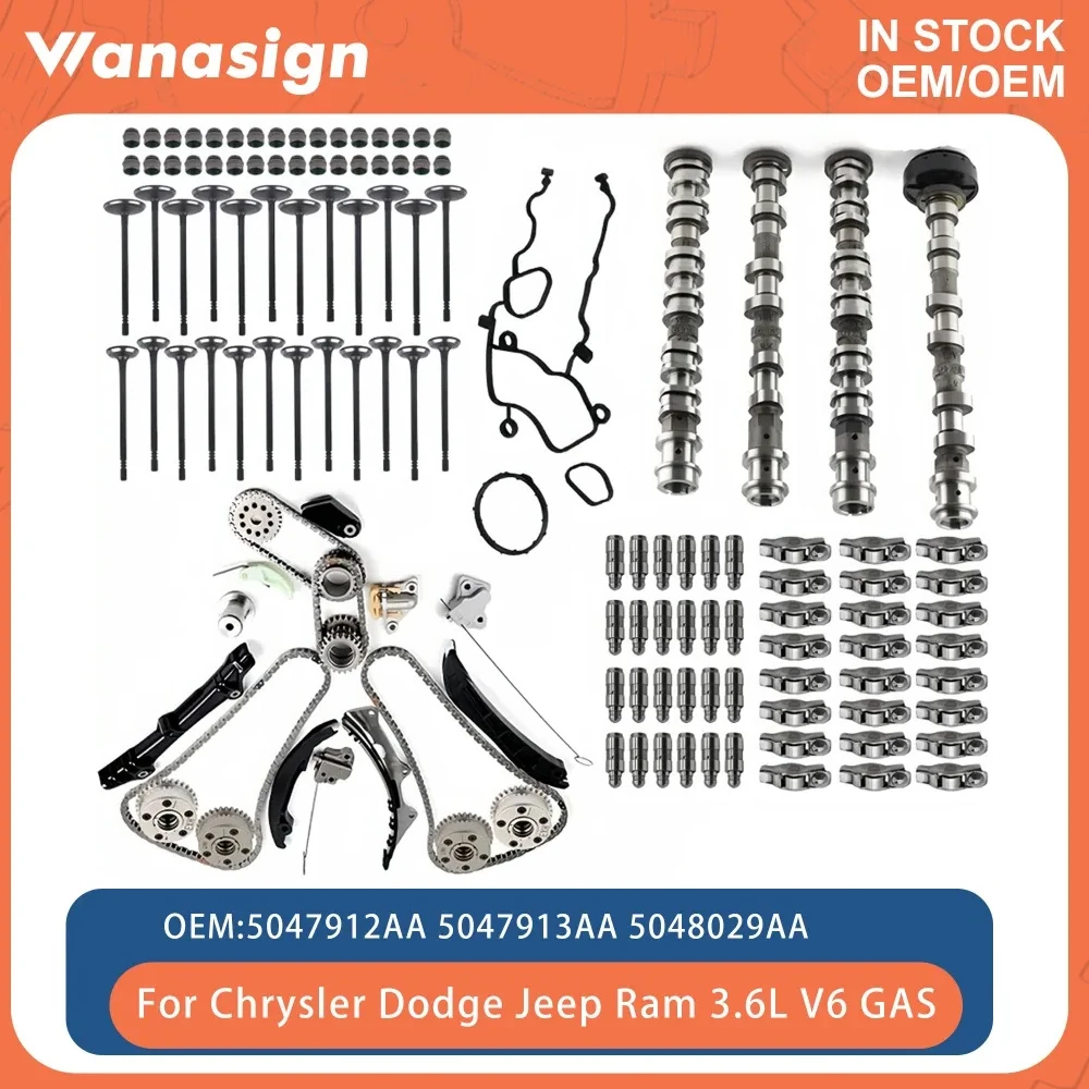 

Engine Intake Exhaust Camshaft Valve lifter Rocker Arm Timing Chain VVT Gear Kit Fit 3.6 L V6 GAS For Chrysler Dodge Jeep 3.6L