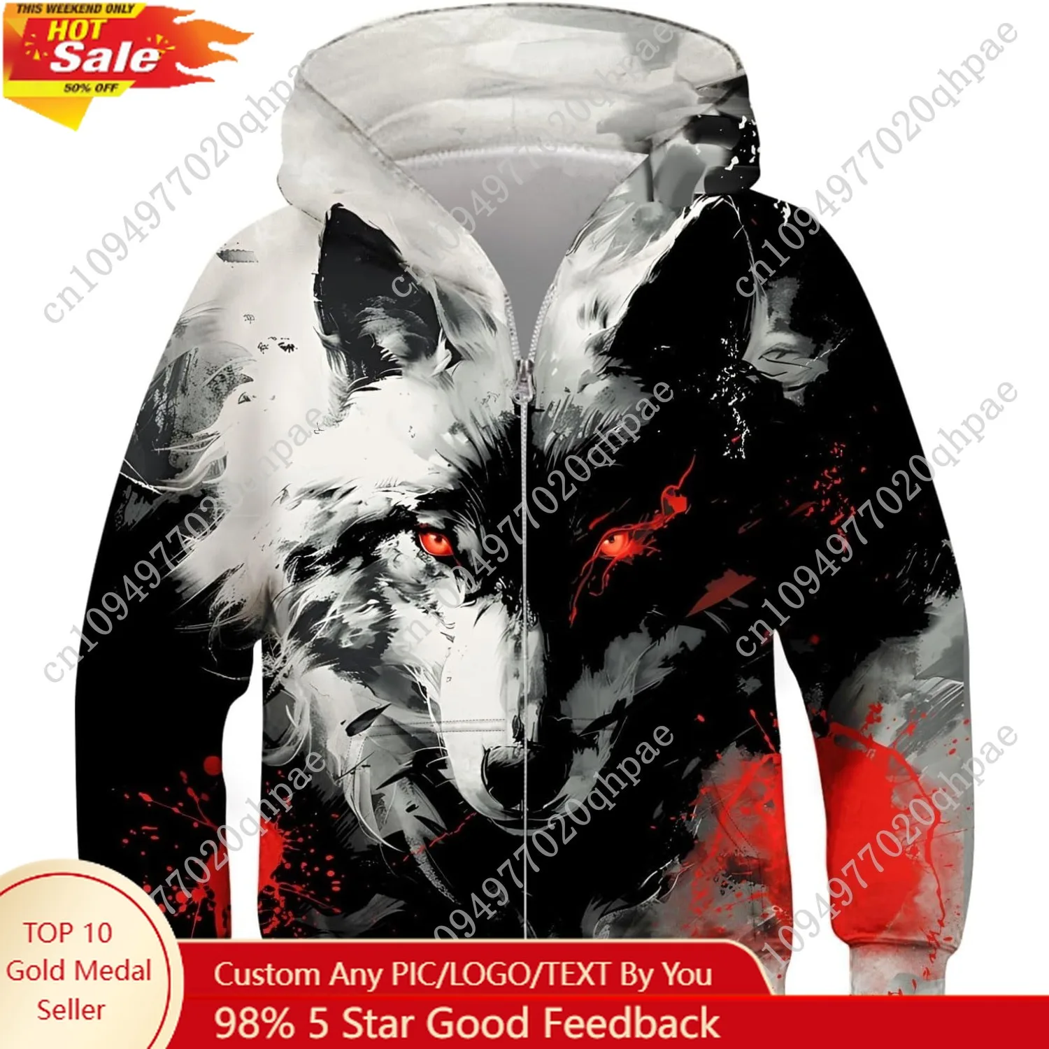 Idgreatim 6-14T الأولاد زمم هوديس الاطفال 3D الرسم هودي البلوز سستة البلوز مع جيوب #1