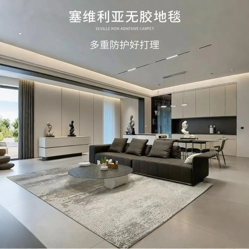 Sala de estar, quarto, tapete de cabeceira villa