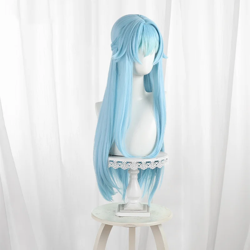 Peluca de Cosplay de Anime Dina, pelo largo trenzado azul claro para fiesta de Comicon, mujeres y hombres adultos