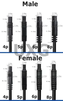 DIY zástrčka 4pin 5pin 6pin 8pin samec-samice kabel pro auto DVR kameru prodlužovací konektor HD monitoru vozidla zadní kamerový kabel 8 nejlepší prodej Kabel pro zadní kameru, 8 pinů - №8