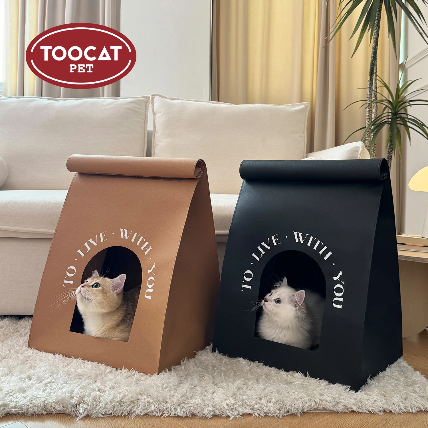 

Corrugated Cardboard Cat Bed & Hideout - Eco-Friendly Washable, Scratch-Resistant No Shedding House for All-Season Use