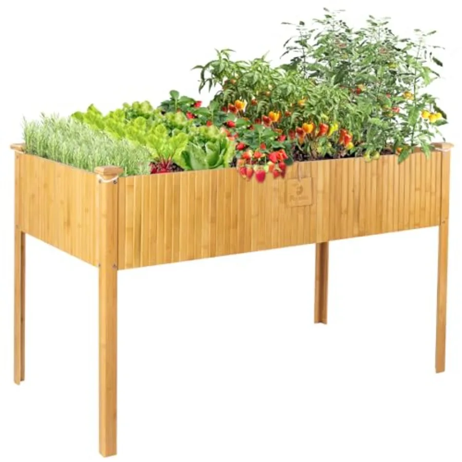 

Bamboo Raised Garden Bed Planter Boxes Outdoor Garden Boxes Outdoor Raised. Standing Growing Bed for Growing Fresh Herbs Vegeta