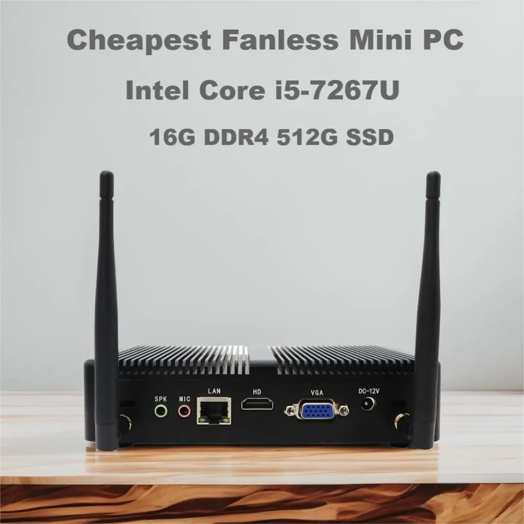 Eglobal Cheap Fanless Mini PC Windows 10 Pro Intel i5 7200U 16G DDR4 512G SSD Wifi5  Computer Components4K HTPC WiFi HDMI VGA