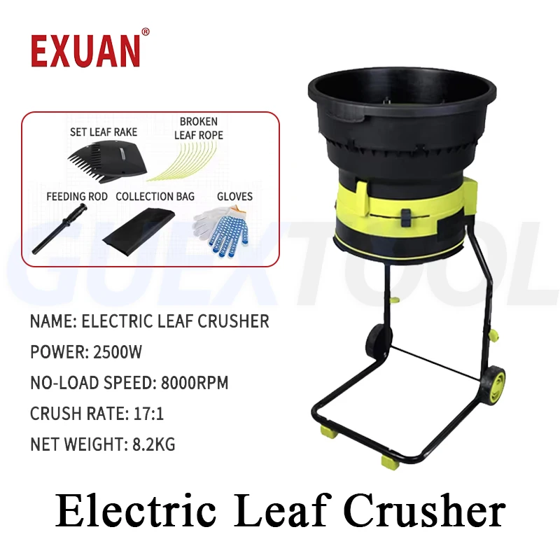 Electric Leaf Crusher Small Household Leaf Crusher Garden Powerful Leaf Crusher Adjustable Thickness Quickly Shatter Leaves