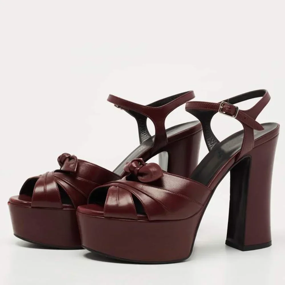 

Platform Butterfly Knot Cross tied Sandals Sexy Pointed Toe ThicK Heel Slingback New Arrivals Fashion Women Modern Shoes