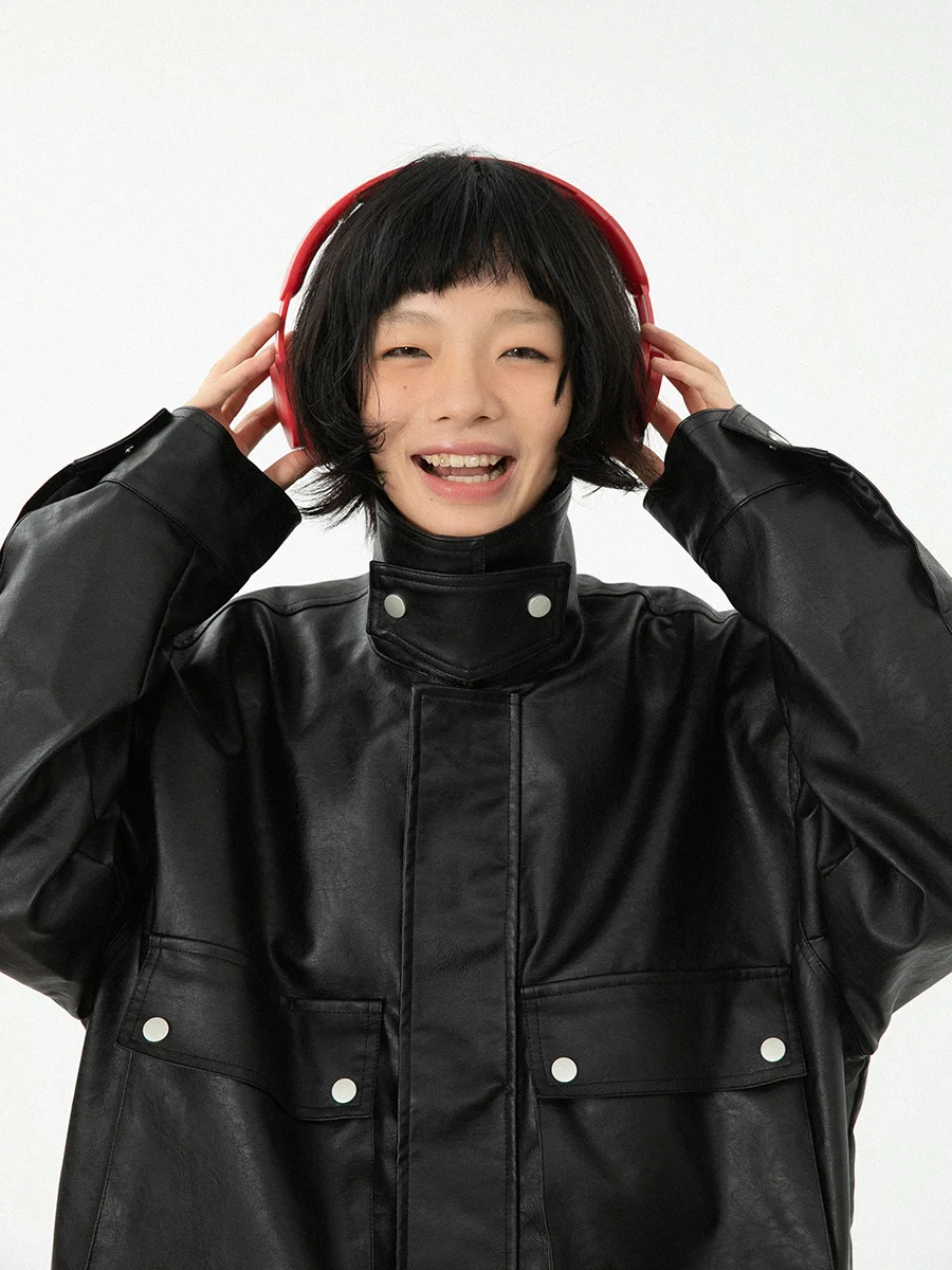 

Trendy Jaet Upper Body Casual Loose Fit Long Sve Stand Collar for Teenagers ex Faionable Outerwear