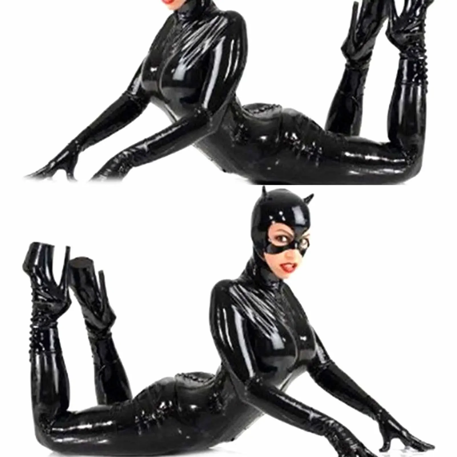 

Women Sexy Faux Leather Solid Color Stretch Catsuit Bodysuits Jumpsuit Nightwear