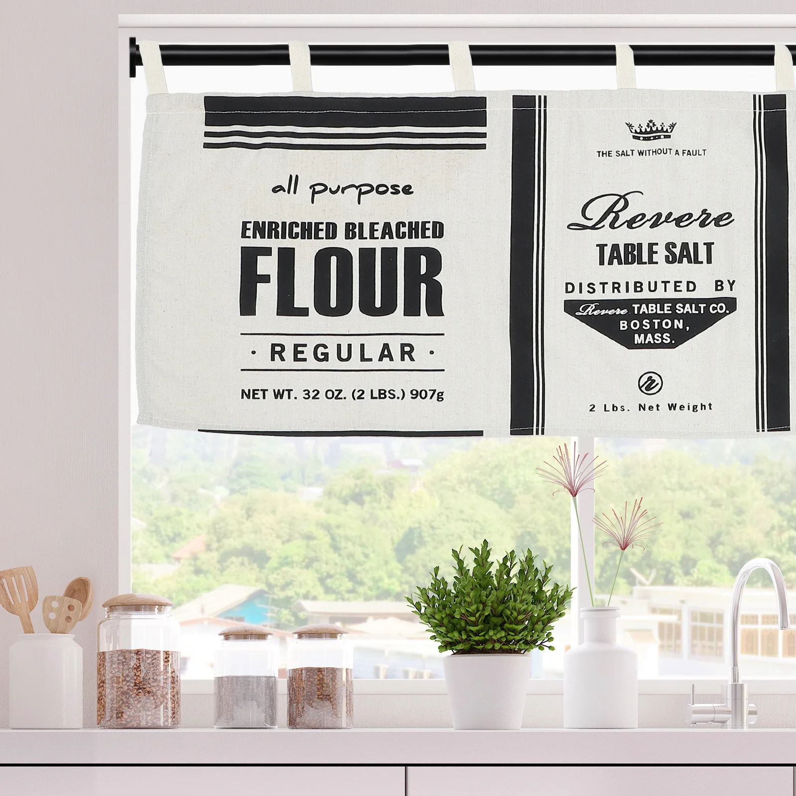 

Vintage Style Kitchen Short Curtain Lined for Privacy Heat Protection Cotton Valances for Kitchen Window Decoration